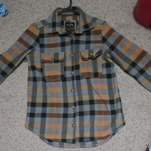 Billabong Blue and Tan Plaid Button Down Shirt